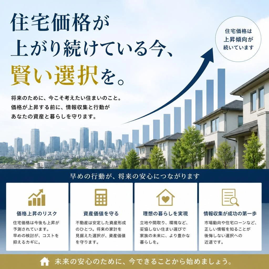 住宅価格が上がり続けている今、賢い選択を。