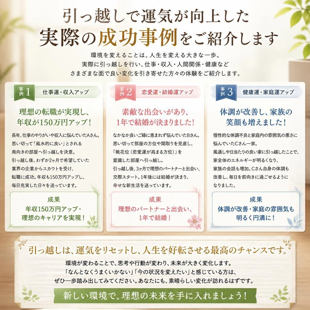 成功事例：引っ越しで人生が変わった人たち